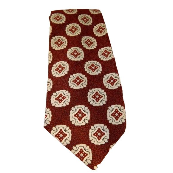 Vintage Maroon and White Printed Wide Tie, Towncraft Par Excellence, Penneys Tie - Picture 6 of 7